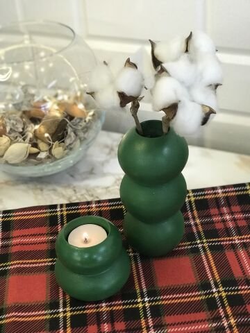 Hediyelik Vazo 14 cm Polyester Döküm Dekoratif Vazo Yeşil