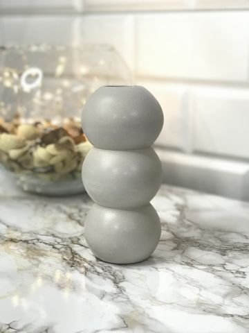 Hediyelik Vazo 14 cm Polyester Döküm Dekoratif Vazo Bej