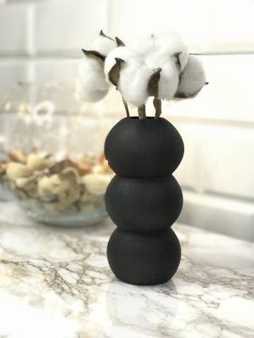 Hediyelik Vazo 14 cm Polyester Döküm Dekoratif Vazo Siyah