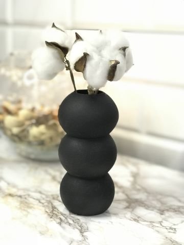 Hediyelik Vazo 14 cm Polyester Döküm Dekoratif Vazo Siyah