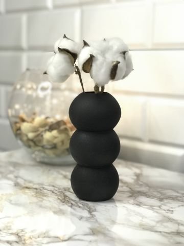 Hediyelik Vazo 14 cm Polyester Döküm Dekoratif Vazo Siyah