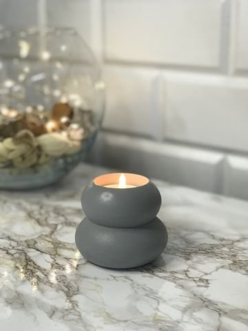 Dekoratif Mumluk Tealight Mumluk Gri