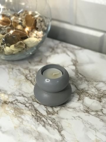 Dekoratif Mumluk Tealight Mumluk Gri