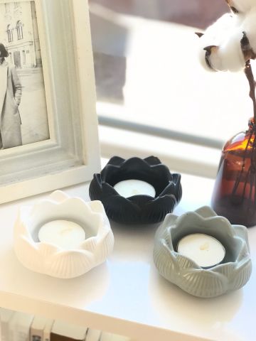 Yogacılar İçin Dekoratif Lotus Çiçeği Mumluk Set  siyah