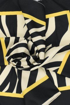 Zebra Desenli Bej Saten Fular