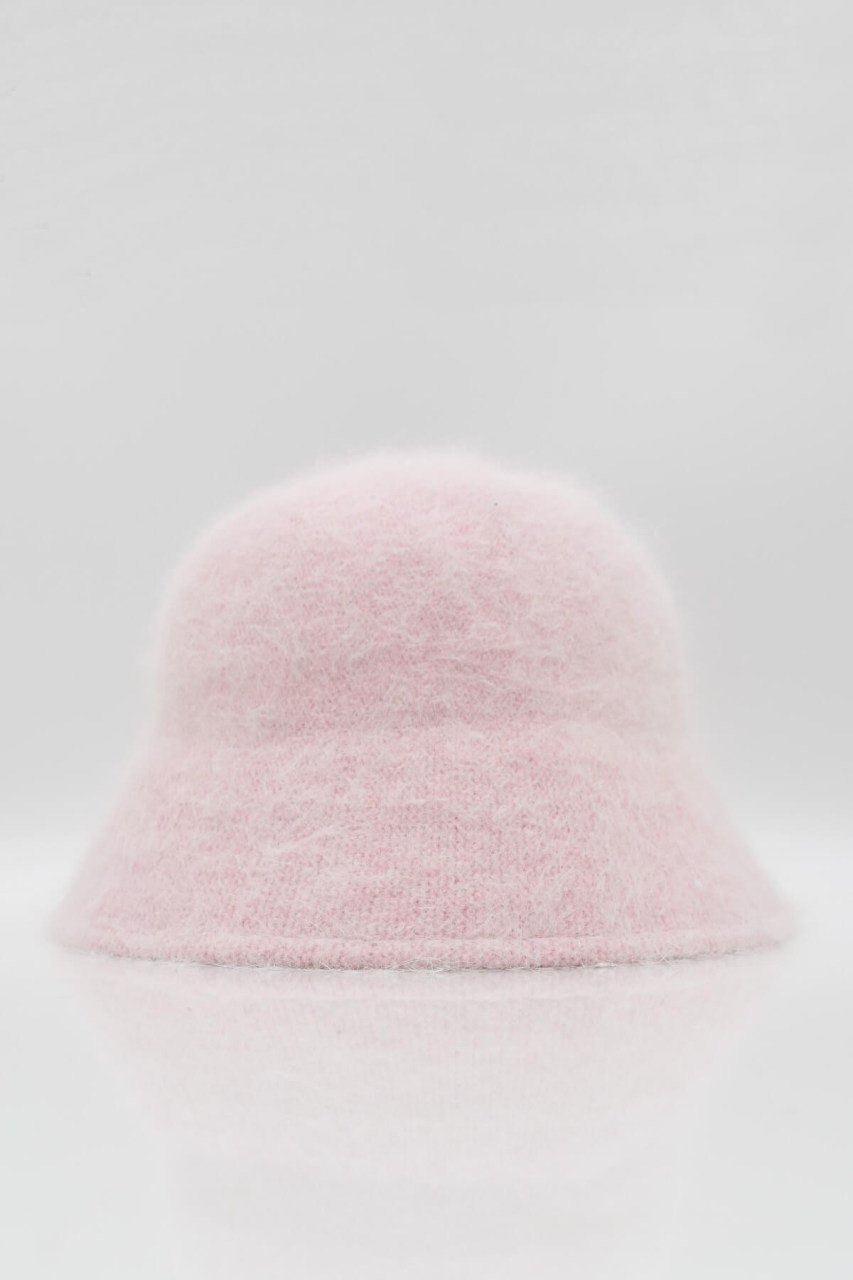 Angora Yünü Pembe Renk Bucket Şapka