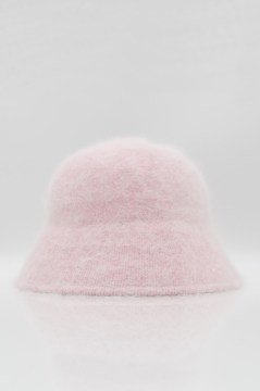 Angora Yünü Pembe Renk Bucket Şapka