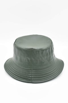 Kadın Suni Deri Kışlık Bucket Balıkçı Şapka-Yeşil