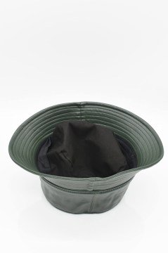 Kadın Suni Deri Kışlık Bucket Balıkçı Şapka-Yeşil
