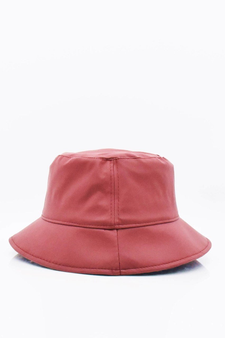 Suni Deri Bucket Şapka-Bordo