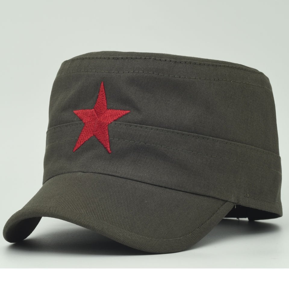 Yıldızlı Fidel Castro Che Guevara Şapkası Yeşil Renk