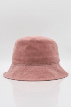 Süet Kova Şapka Bucket Şapka Pembe