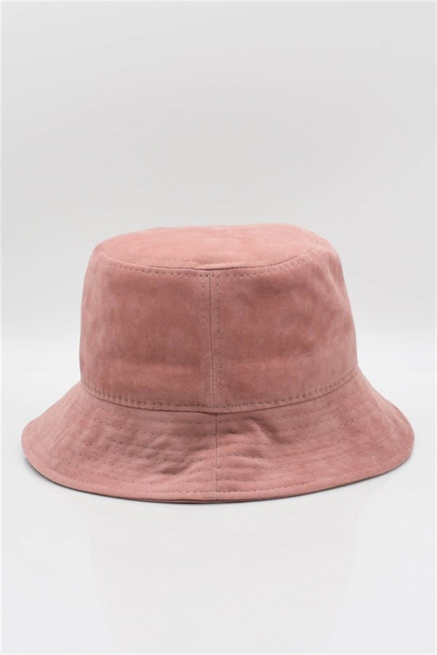 Süet Kova Şapka Bucket Şapka Pembe