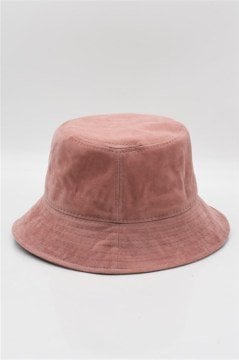 Süet Kova Şapka Bucket Şapka Pembe