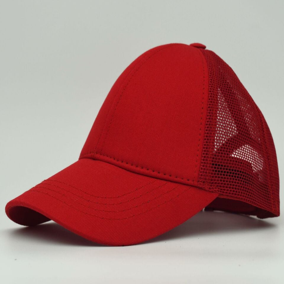 Unisex Ayarlanabilir Kırmızı Fileli Spor Basic Şapka