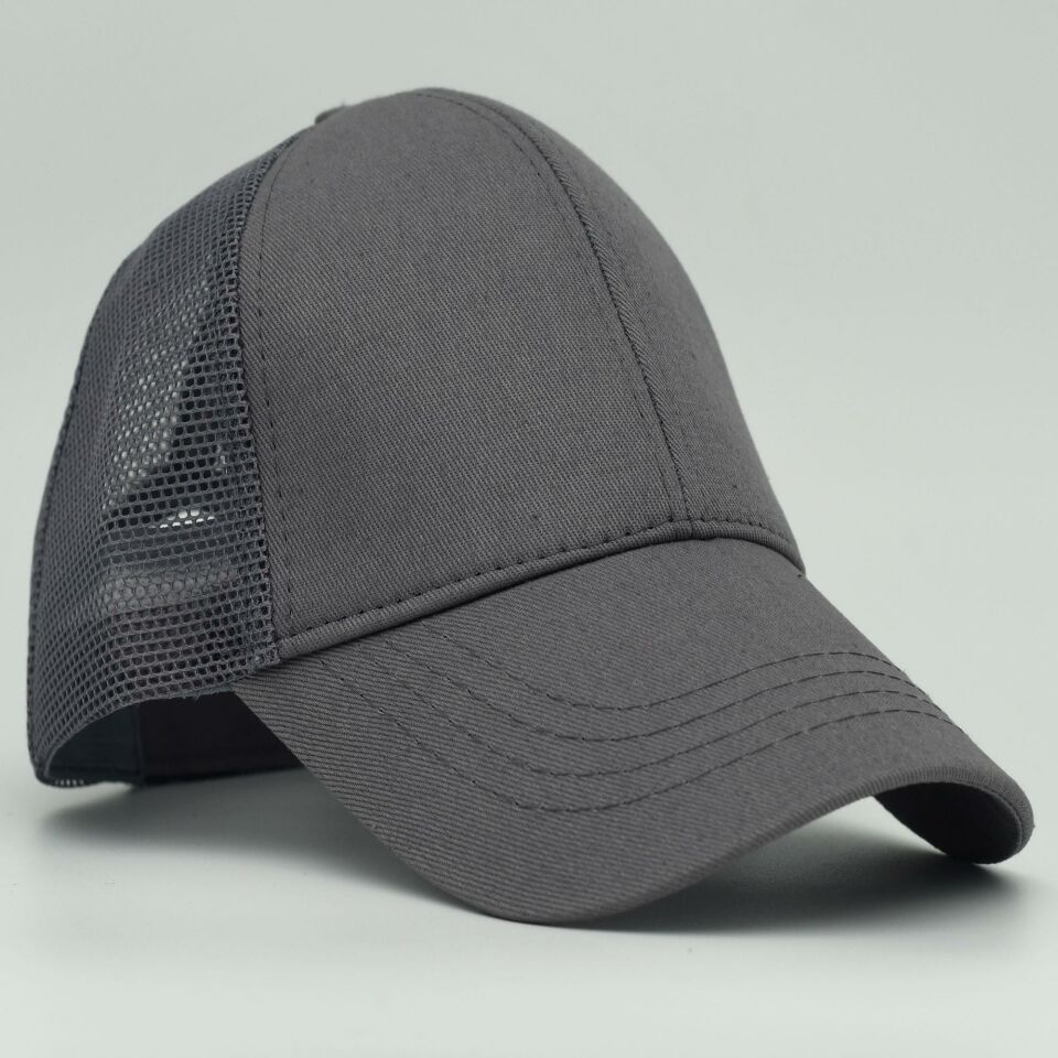 Unisex Ayarlanabilir Gri Fileli Spor Basic Şapka