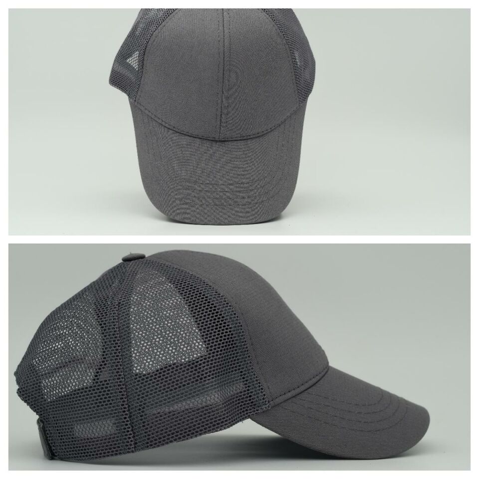 Unisex Ayarlanabilir Gri Fileli Spor Basic Şapka