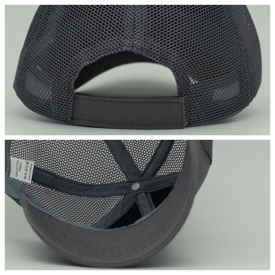 Unisex Ayarlanabilir Gri Fileli Spor Basic Şapka