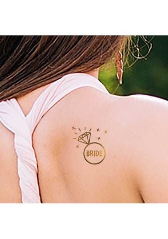 Bride Flash Tattoo Paketi, Tektaş Temalı Altın Varaklı Geçici Dövme Tektas