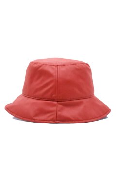 Suni Deri Bucket Şapka-Kırmızı