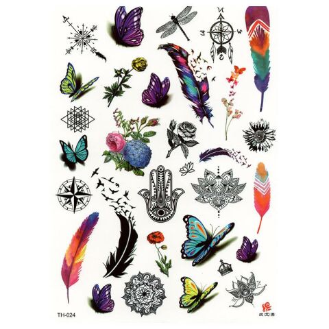 Geçici Karışık Dövme Tattoo Kadın Dövmesi Su Geçirmez