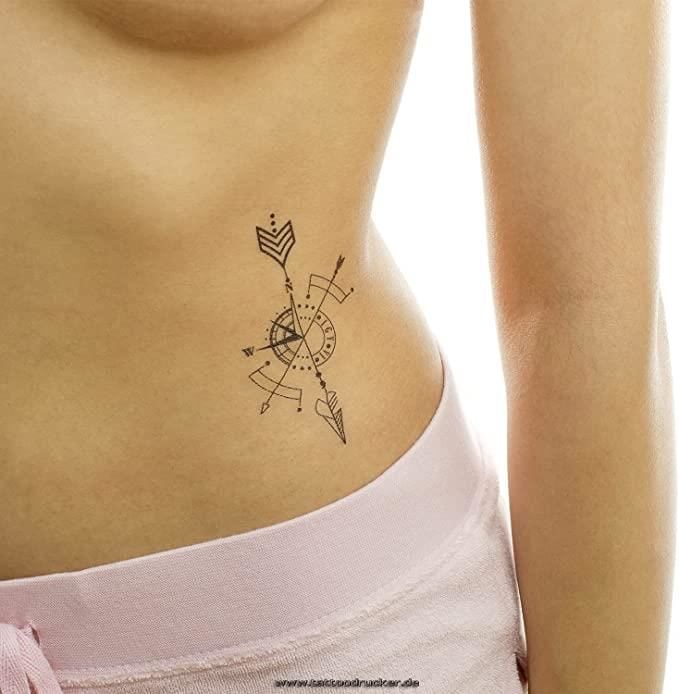 Geçici Pusula Ve Ok Mini Dövme Tattoo Dövmesi Su Geçirmez