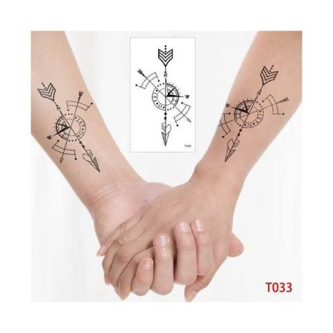 Geçici Pusula Ve Ok Mini Dövme Tattoo Dövmesi Su Geçirmez