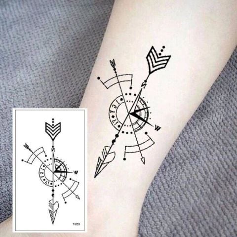 Geçici Pusula Ve Ok Mini Dövme Tattoo Dövmesi Su Geçirmez