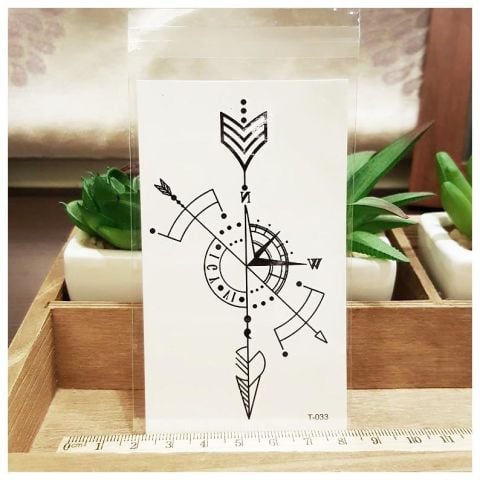 Geçici Pusula Ve Ok Mini Dövme Tattoo Dövmesi Su Geçirmez