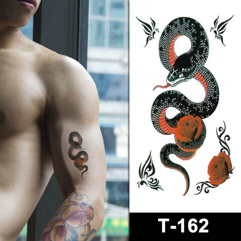 Geçici Yılan Mini Dövme Tattoo Dövmesi Su Geçirmez