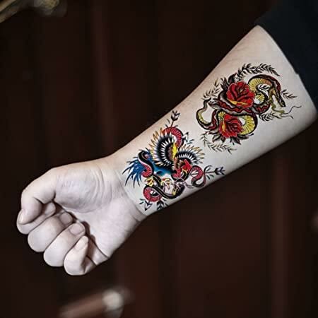 Geçici Yılan Dövme Tattoo Dövmesi Su Geçirmez