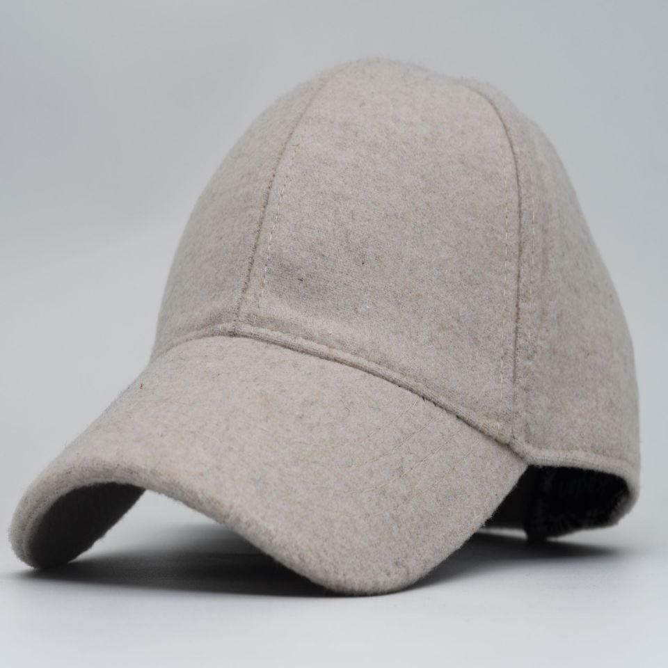 Unisex Bej Kaşe Kumaş Kışlık Kep Şapka