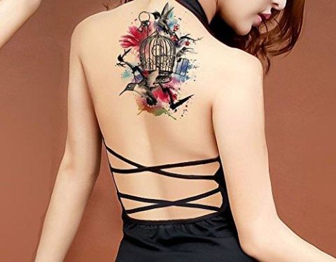 Kuş Ve Kafes Geçici Dövme Tattoo Su Geçirmez