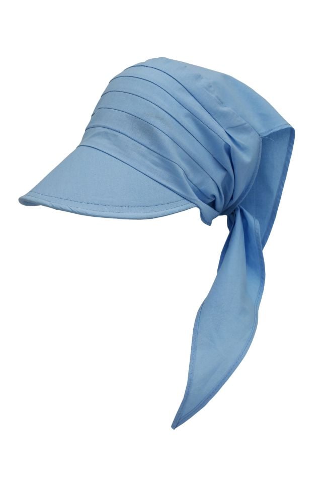 Safari Bağlamalı Bebe Mavisi Siperli Bandana Vizör