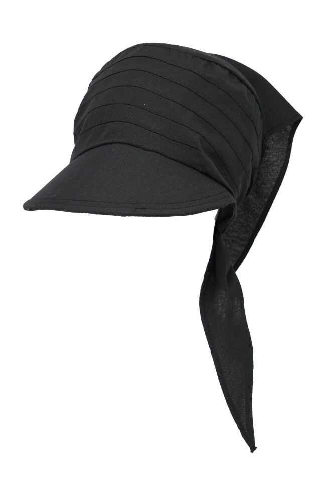 Safari Bağlamalı Siyah Siperli Bandana Vizör