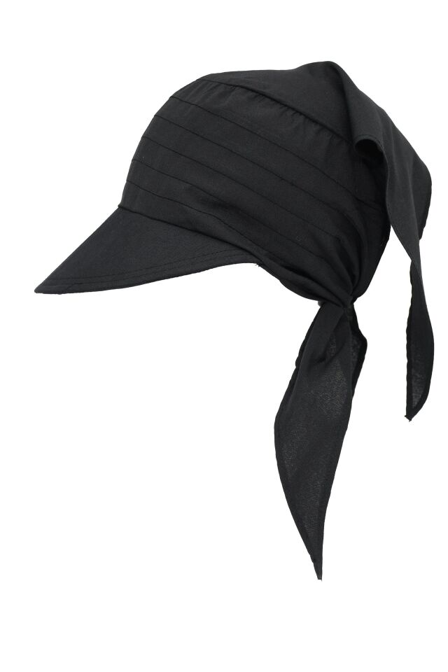 Safari Bağlamalı Siyah Siperli Bandana Vizör
