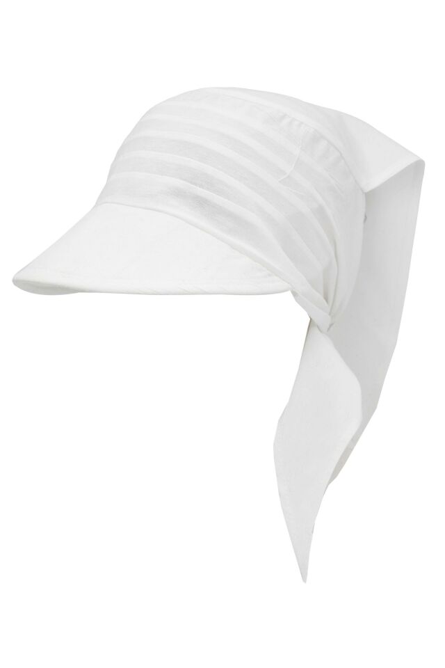 Safari Bağlamalı Beyaz Siperli Bandana Vizör