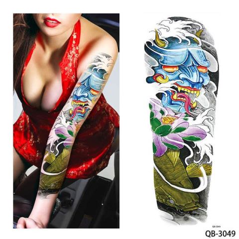 Geçici Çiçek Ve Maske Kol Dövme Tattoo