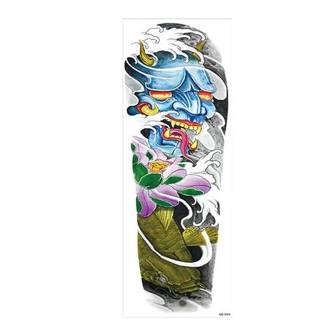 Geçici Çiçek Ve Maske Kol Dövme Tattoo