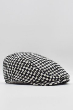 Desenli Ekru Erkek Kasket Driver Şapka Flat Cap