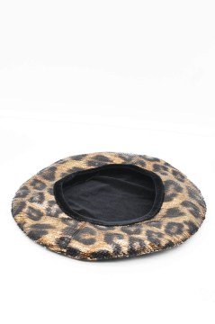 Leopar Desen Ressam Bere Trend Şapka French Beret