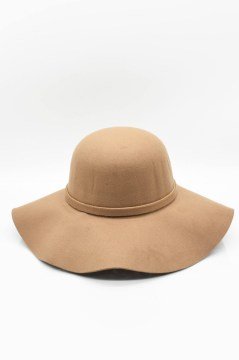 Geniş Kenar Kadın Şapka Floppy Kadın Fötr Şapka Camel