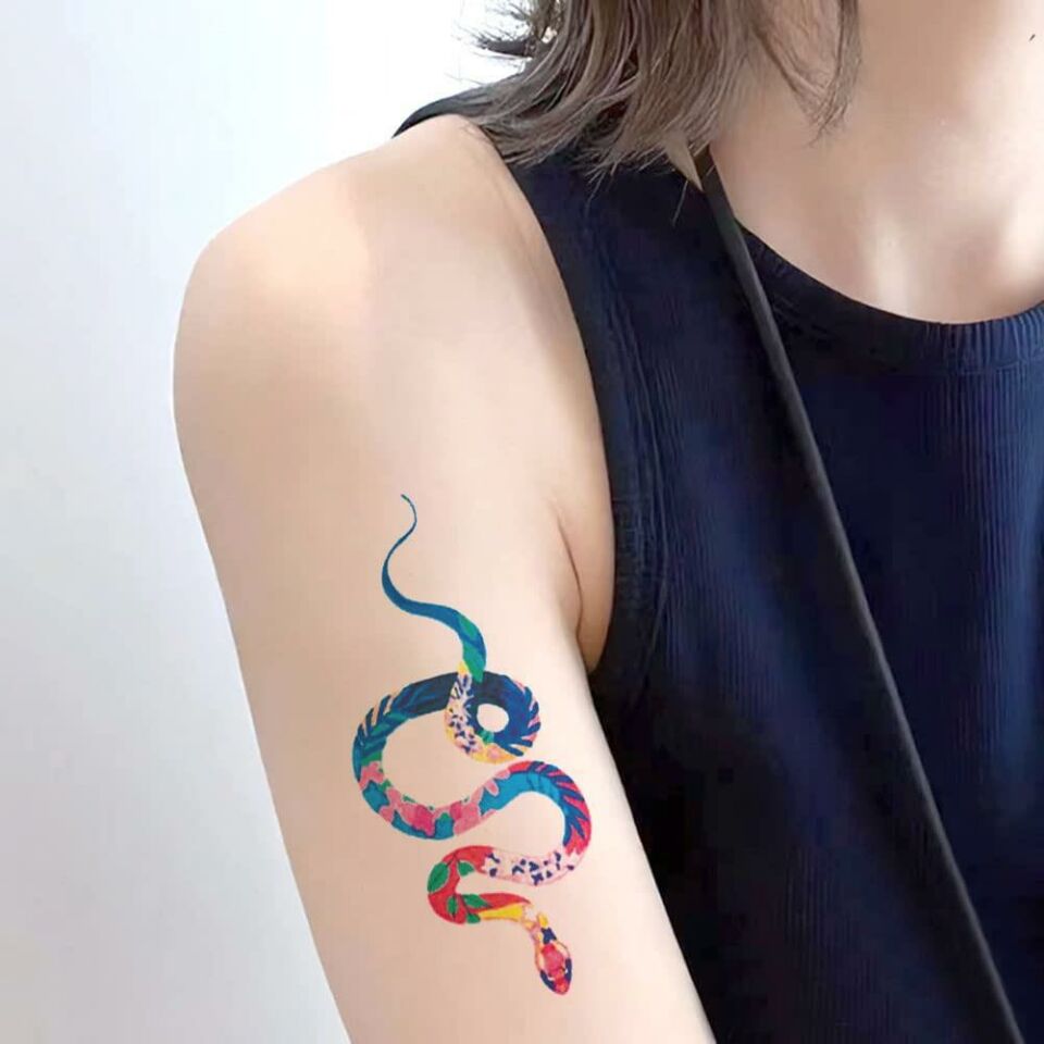 Renkli Yılan Desen Geçici Dövme Tattoo
