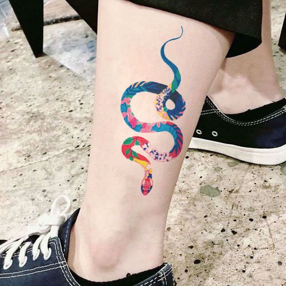 Renkli Yılan Desen Geçici Dövme Tattoo