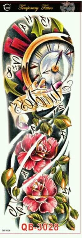 Geçici Saat Ve Gül Desen Dövme Tattoo