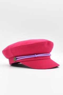 Kadın Denizci Stili Pembe Kasket Şapka