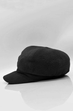 Siyah Bayan Şapka Kadın Kasket Yün Flat Cap