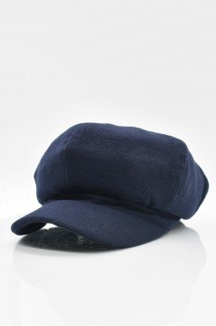 Lacivert Bayan Şapka Kadın Kasket Yün Flat Cap