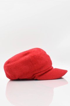 Kırmızı Bayan Şapka Kadın Kasket Yün Flat Cap