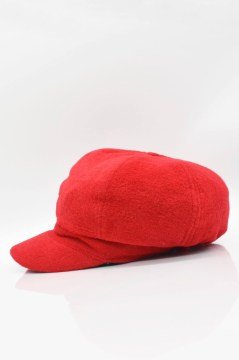 Kırmızı Bayan Şapka Kadın Kasket Yün Flat Cap